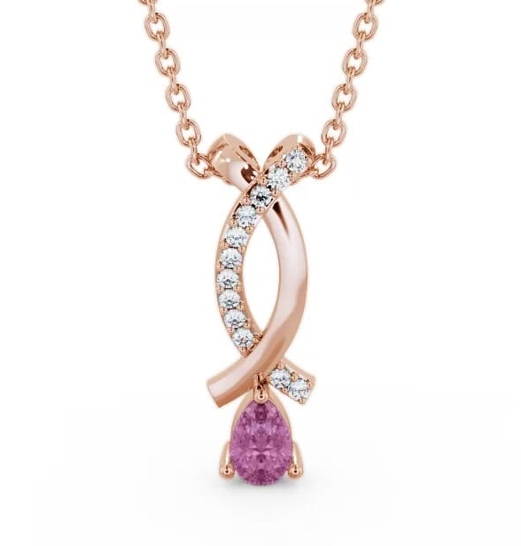 Drop Style Pink Sapphire and Diamond 0.37ct Pendant 18K Rose Gold PNT17GEM_RG_PS_THUMB1