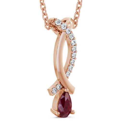 Drop Style Ruby and Diamond 0.37ct Pendant 18K Rose Gold PNT17GEM_RG_RU_THUMB1 