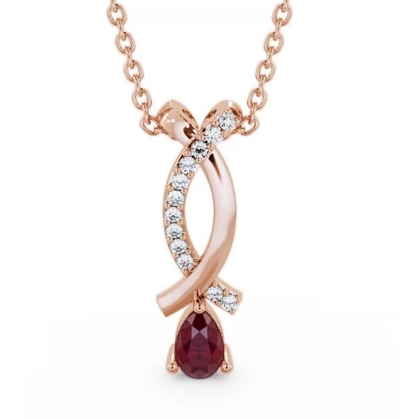 Drop Style Ruby and Diamond 0.37ct Pendant 18K Rose Gold PNT17GEM_RG_RU_THUMB2 