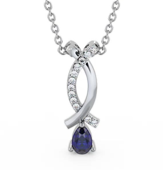 Drop Style Blue Sapphire and Diamond 0.37ct Pendant 9K White Gold PNT17GEM_WG_BS_THUMB2 