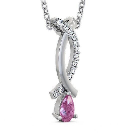 Drop Style Pink Sapphire and Diamond 0.37ct Pendant 9K White Gold PNT17GEM_WG_PS_THUMB1 