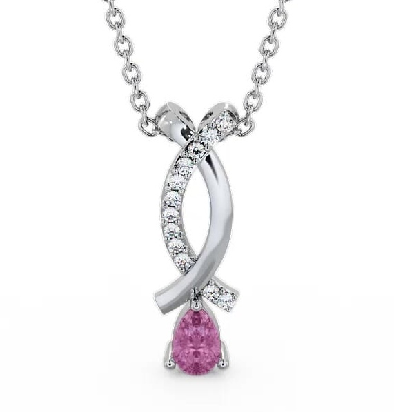 Drop Style Pink Sapphire and Diamond 0.37ct Pendant 9K White Gold PNT17GEM_WG_PS_THUMB1