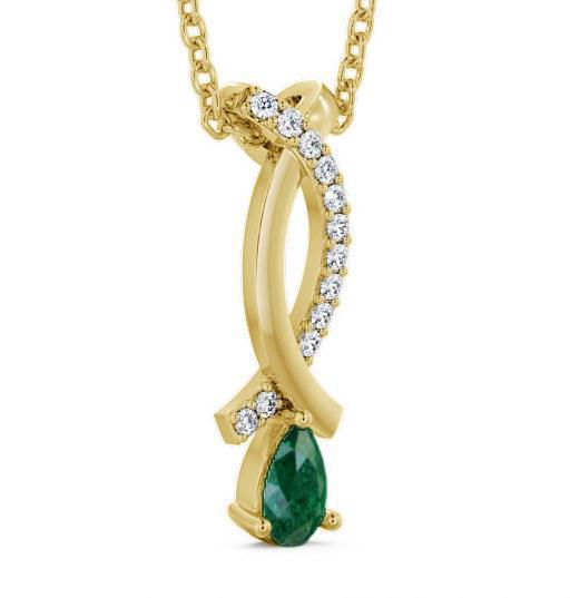 Drop Style Emerald and Diamond 0.32ct Pendant 18K Yellow Gold PNT17GEM_YG_EM_THUMB1 