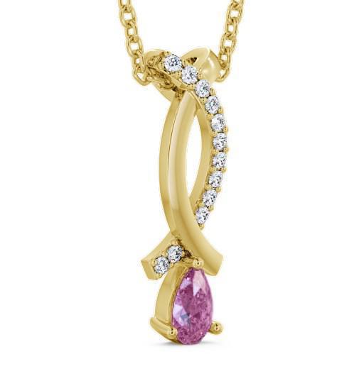Drop Style Pink Sapphire and Diamond 0.37ct Pendant 18K Yellow Gold PNT17GEM_YG_PS_THUMB1 