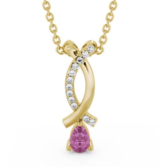 Drop Style Pink Sapphire and Diamond 0.37ct Pendant 18K Yellow Gold PNT17GEM_YG_PS_THUMB1