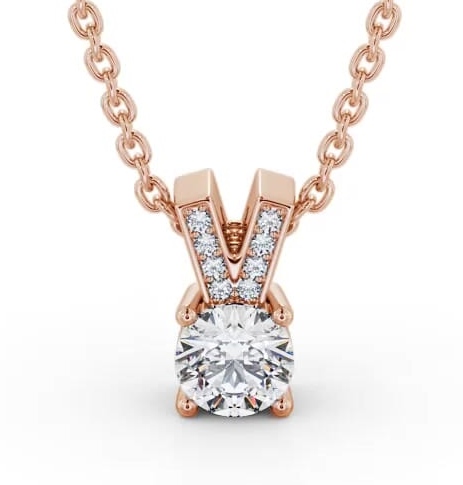 Round Solitaire Four Claw Stud Pendant 18K Rose Gold with Set Bail PNT180_RG_THUMB1