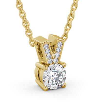 Round Solitaire Four Claw Stud Pendant 18K Yellow Gold with Set Bail PNT180_YG_THUMB1 