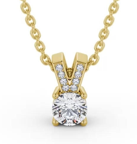 Round Solitaire Four Claw Stud Pendant 18K Yellow Gold with Set Bail PNT180_YG_THUMB2 