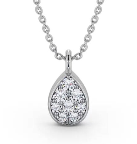 Pear Style Diamond Cluster Pendant 18K White Gold PNT181_WG_THUMB2 