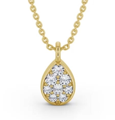 Pear Style Diamond Cluster Pendant 9K Yellow Gold PNT181_YG_THUMB1