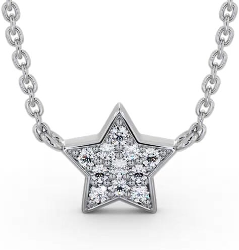 Star Style Diamond Cluster Pendant 9K White Gold PNT182_WG_THUMB1