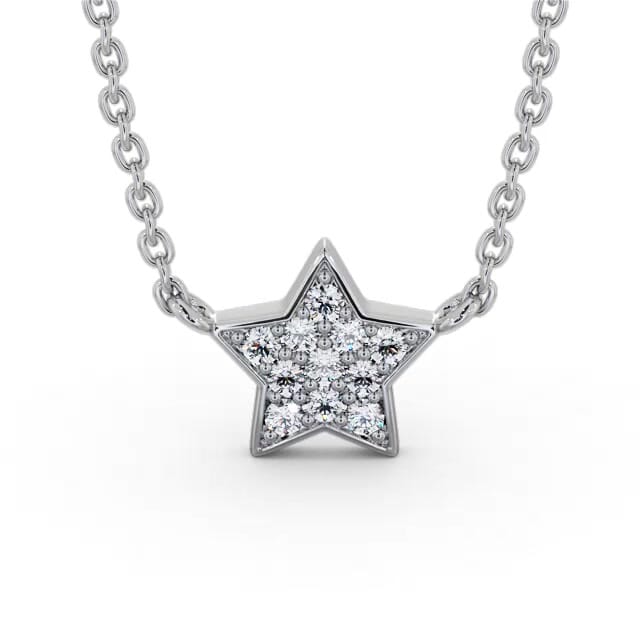 Star Style Diamond Pendant 18K White Gold - Makena PNT182_WG_NECK