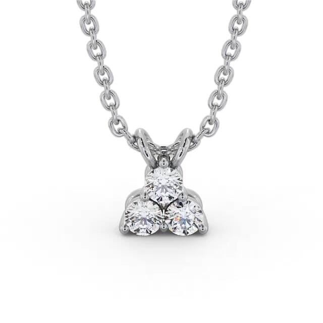 Triangle Style Diamond Pendant 18K White Gold - Maybelle PNT184_WG_NECK