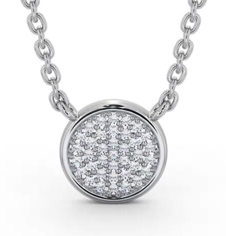 Circle Style Diamond Cluster Pendant 9K White Gold PNT185_WG_THUMB2 