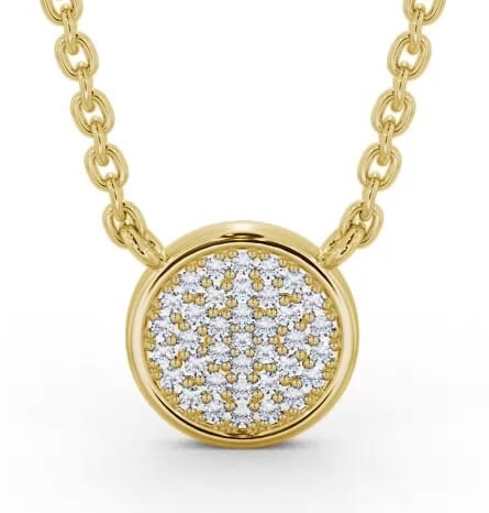 Circle Style Diamond Cluster Pendant 18K Yellow Gold PNT185_YG_THUMB1