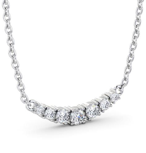 Bar Style Seven Diamond Curved Pendant 18K White Gold PNT186_WG_THUMB1 