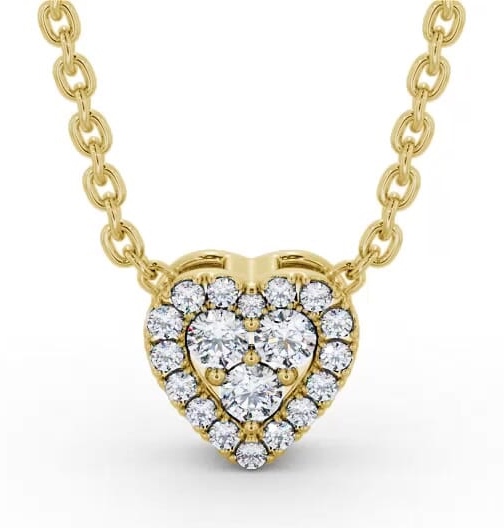 Heart Design Round Diamond Cluster Pendant 18K Yellow Gold PNT187_YG_THUMB1