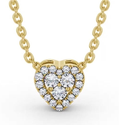 Heart Design Round Diamond Cluster Pendant 18K Yellow Gold PNT187_YG_THUMB2 