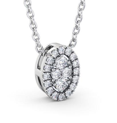 Oval Design Round Diamond Cluster Pendant 9K White Gold PNT188_WG_THUMB1 
