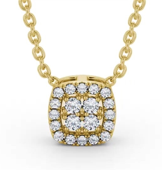 Cushion Design Round Diamond Cluster Pendant 9K Yellow Gold PNT189_YG_THUMB1