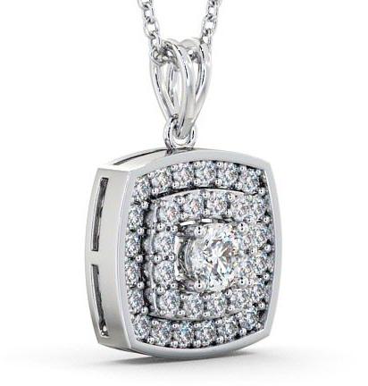Cluster Round Diamond Double Halo Pendant 9K White Gold PNT18_WG_THUMB1 