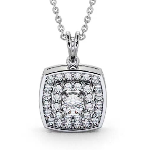 Cluster Round Diamond Double Halo Pendant 9K White Gold PNT18_WG_THUMB2 