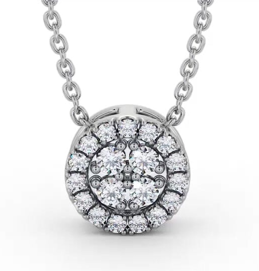 Cluster Design Diamond Pendant 9K White Gold PNT190_WG_THUMB2 