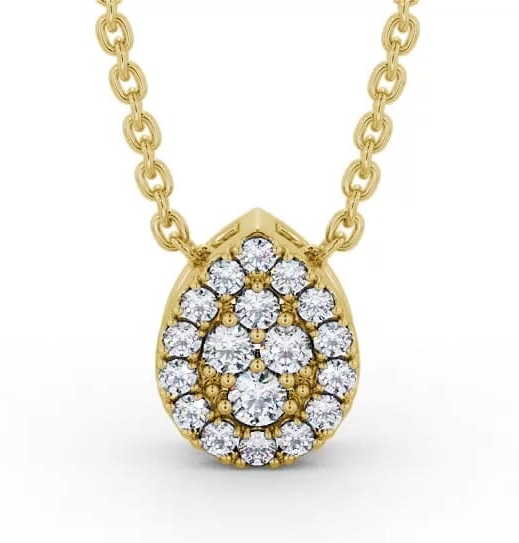 Pear Design Round Diamond Cluster Pendant 18K Yellow Gold PNT191_YG_THUMB1