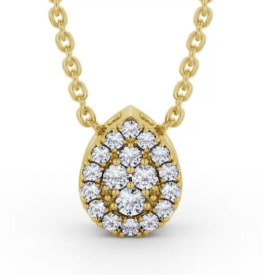 Pear Design Round Diamond Cluster Pendant 18K Yellow Gold PNT191_YG_THUMB2 
