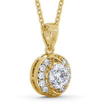 Halo Round Diamond Swirling Design Pendant 18K Yellow Gold PNT19_YG_THUMB1 