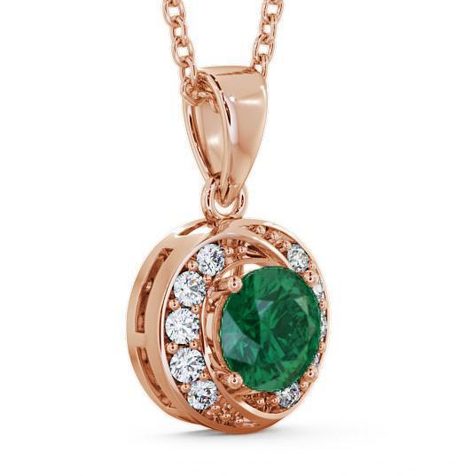 Halo Emerald and Diamond 1.46ct Pendant 18K Rose Gold PNT19GEM_RG_EM_THUMB1 