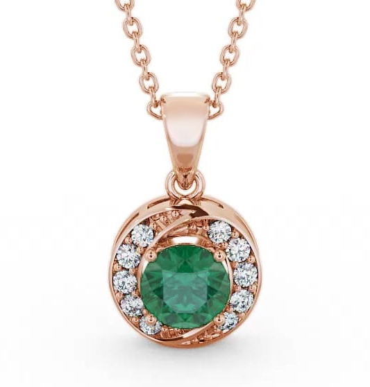 Halo Emerald and Diamond 1.46ct Pendant 18K Rose Gold PNT19GEM_RG_EM_THUMB2 