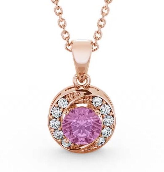Halo Pink Sapphire and Diamond 1.61ct Pendant 9K Rose Gold PNT19GEM_RG_PS_THUMB1