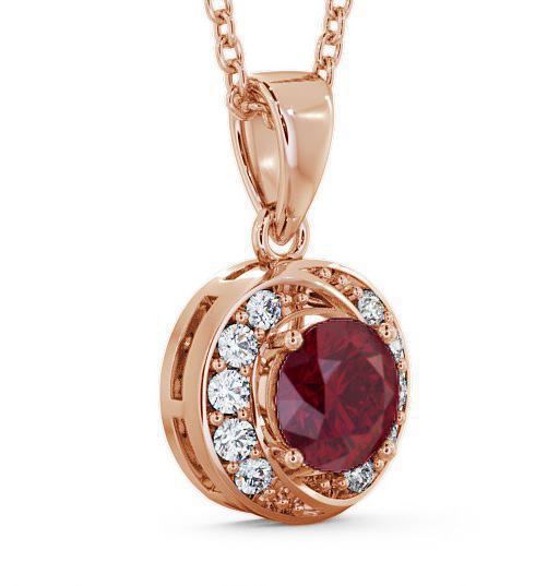 Halo Ruby and Diamond 1.61ct Pendant 18K Rose Gold PNT19GEM_RG_RU_THUMB1 