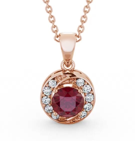 Halo Ruby and Diamond 1.61ct Pendant 18K Rose Gold PNT19GEM_RG_RU_THUMB2 