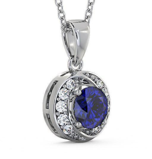 Halo Blue Sapphire and Diamond 1.61ct Pendant 9K White Gold PNT19GEM_WG_BS_THUMB1 