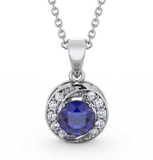 Halo Blue Sapphire and Diamond 1.61ct Pendant 9K White Gold PNT19GEM_WG_BS_THUMB2 