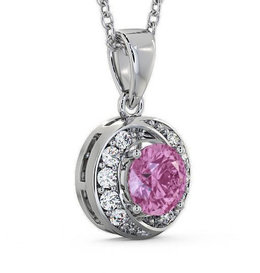 Halo Pink Sapphire and Diamond 1.61ct Pendant 18K White Gold PNT19GEM_WG_PS_THUMB1 