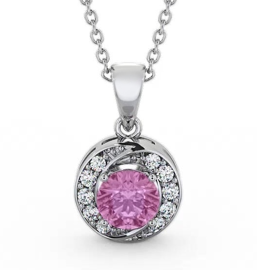 Halo Pink Sapphire and Diamond 1.61ct Pendant 9K White Gold PNT19GEM_WG_PS_THUMB1