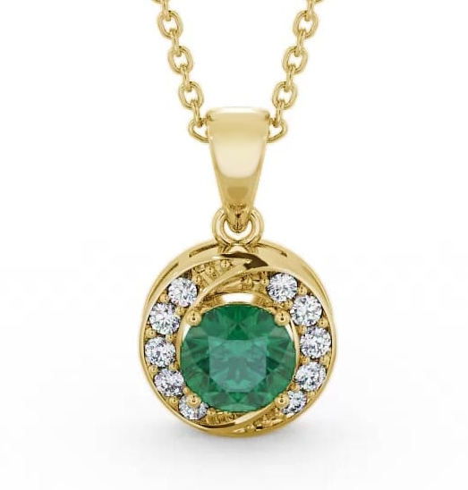 Halo Emerald and Diamond 1.46ct Pendant 18K Yellow Gold PNT19GEM_YG_EM_THUMB1