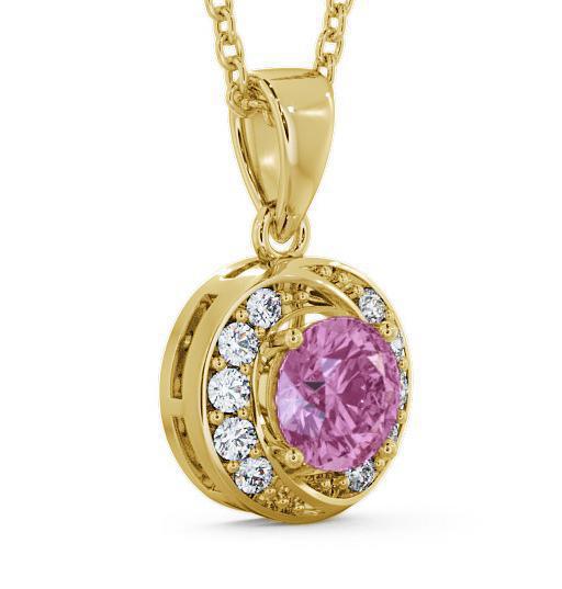 Halo Pink Sapphire and Diamond 1.61ct Pendant 18K Yellow Gold PNT19GEM_YG_PS_THUMB1 