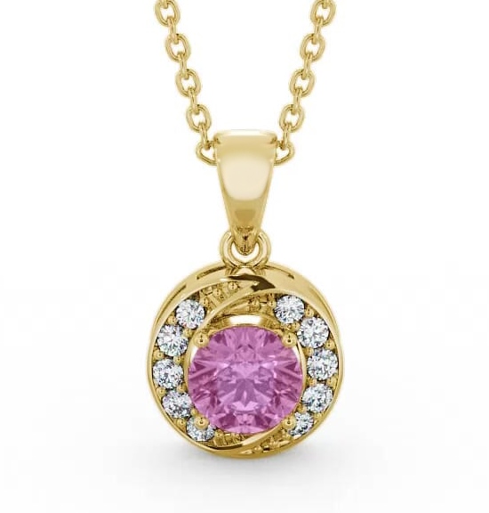 Halo Pink Sapphire and Diamond 1.61ct Pendant 18K Yellow Gold PNT19GEM_YG_PS_THUMB1