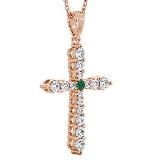 Cross Emerald and Diamond 0.95ct Pendant 18K Rose Gold PNT1GEM_RG_EM_THUMB1 