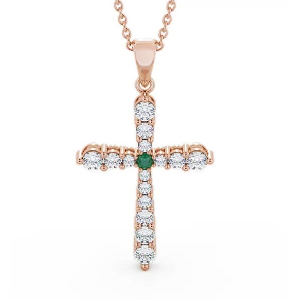 Cross Emerald and Diamond 0.95ct Pendant 18K Rose Gold PNT1GEM_RG_EM_THUMB1