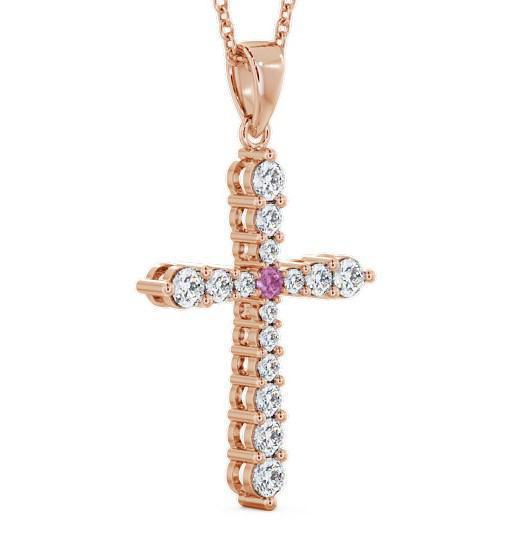 Cross Pink Sapphire and Diamond 0.97ct Pendant 9K Rose Gold PNT1GEM_RG_PS_THUMB1 
