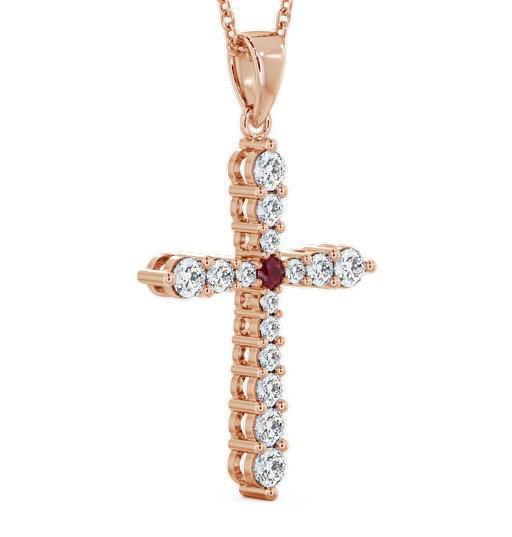 Cross Ruby and Diamond 0.97ct Pendant 18K Rose Gold PNT1GEM_RG_RU_THUMB1 