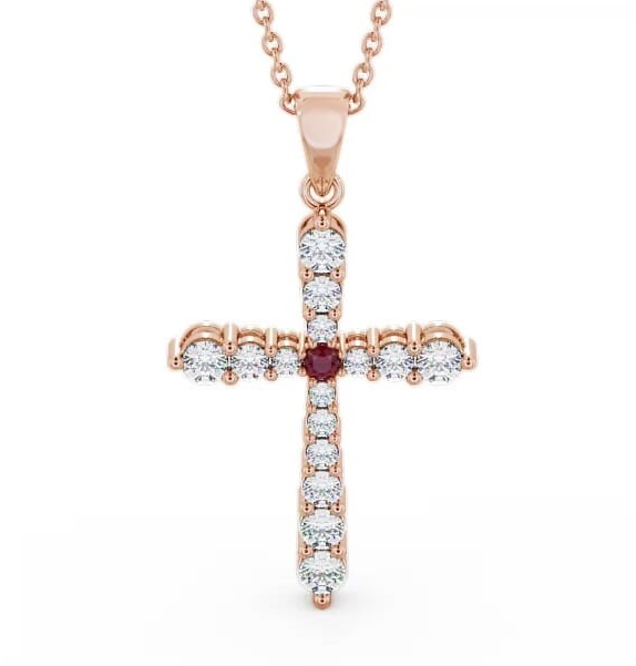 Cross Ruby and Diamond 0.97ct Pendant 18K Rose Gold PNT1GEM_RG_RU_THUMB2 
