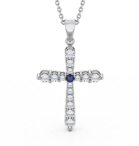 Cross Blue Sapphire and Diamond 0.97ct Pendant 9K White Gold PNT1GEM_WG_BS_THUMB2 