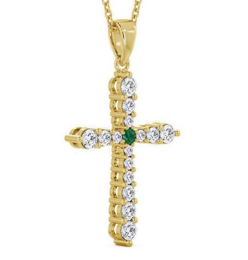 Cross Emerald and Diamond 0.95ct Pendant 18K Yellow Gold PNT1GEM_YG_EM_THUMB1 