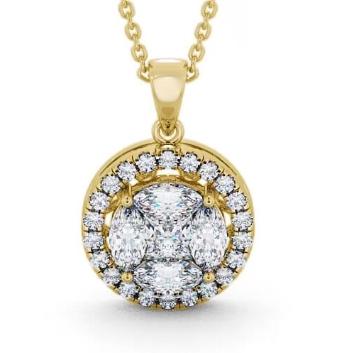 Halo Diamond Illusion Design Pendant 18K Yellow Gold PNT20_YG_THUMB2 
